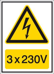 Voltagepictogram 3 x 230V sticker