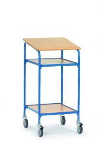 Verrijdbare kast 5834 met houten schrijfblad en 2 etages