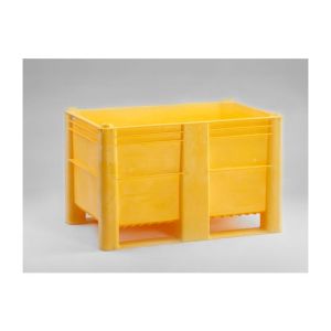 Hygiëne palletbox 1200x800x740 mm, 520 ltr, met 2 sleden, geel