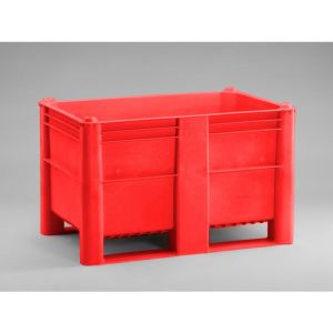 Hygiëne palletbox 1200x800x760 mm, 520 ltr, met 2 sleden, rood