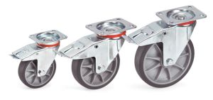 Zwenkwiel met rem TPE, 125 mm 