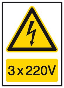 Voltagepictogram 3 x 220V sticker