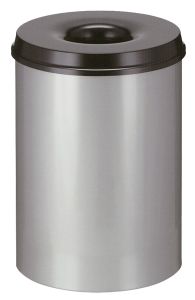 Vlamdovende papierbak 30 liter, aluminiumgrijs, zwart