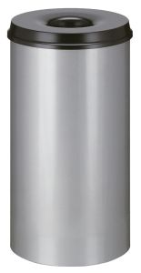 Vlamdovende papierbak 50 liter, aluminiumgrijs, zwart