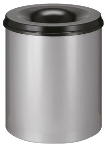 Vlamdovende papierbak 80 liter, aluminiumgrijs, zwart