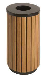 Buitenafvalbak 40 liter, zwart, hout look
