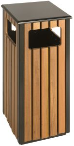 Buitenafvalbak 36 liter, zwart, hout look