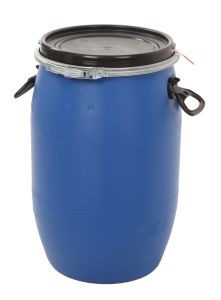 Kunststof ton 60 liter, blauw, zwart