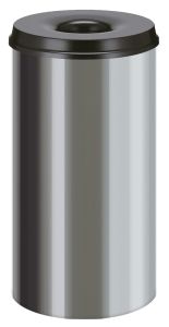Vlamdovende papierbak RVS 50 liter, RVS, zwart
