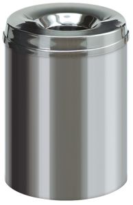 Vlamdovende papierbak RVS 15 liter, RVS