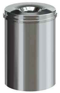Vlamdovende papierbak RVS 30 liter, RVS
