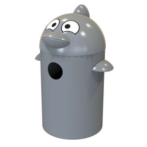 Opvallende afvalbak, DolphinBuddy 55 liter, grijs