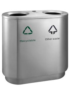 Recycling afvalbak indoor 2x41 liter, mat RVS