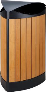 Driehoekige buitenafvalbak houtlook, zwart, houtlook