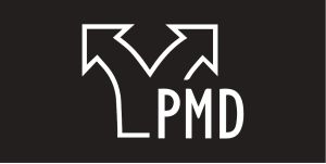 Sticker PMD, 400 x 200 mm, wit op zwart