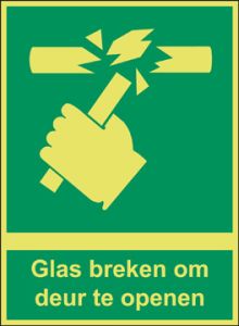 Glas breken om deur te openen