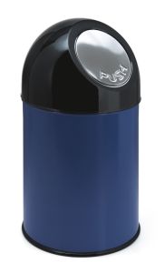 Afvalbak met pushdeksel, 30 liter (onderbak blauw, top zwart)