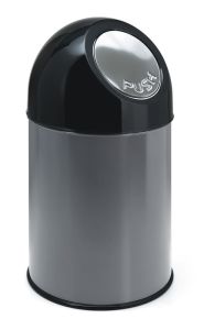 Afvalbak met pushdeksel, 30 liter (onderbak metallic, top zwart)