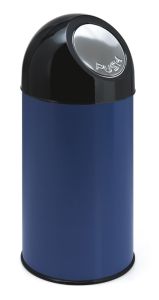 Afvalbak met pushdeksel, 40 liter (onderbak blauw, top zwart)