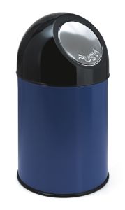 Afvalbak met pushdeksel en binnenemmer, 30 liter (onderbak blauw, top zwart)