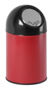 Afvalbak met pushdeksel en binnenemmer, 30 liter (onderbak rood, top zwart)