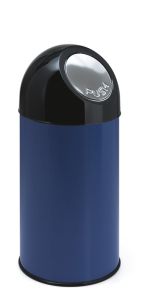 Afvalbak met pushdeksel en binnenemmer, 40 liter (onderbak blauw, top zwart)