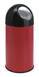 Afvalbak met pushdeksel en binnenemmer, 40 liter (onderbak rood, top zwart)
