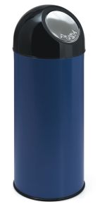 Afvalbak met pushdeksel en binnenemmer, 55 liter (onderbak blauw, top zwart)
