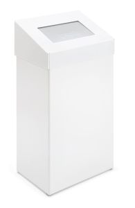 Afvalbak met pushklep, 50 liter (aluminium, wit)