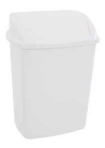 Afvalbak met swingdeksel, 26 liter (kunststof, wit)