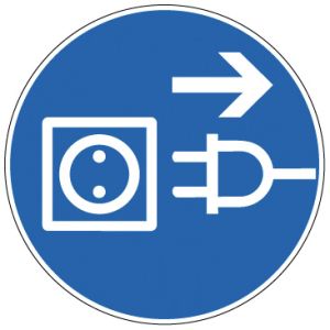 Pictogrammen op rol 'Vóór het openen stekker uit stopcontact trekken' (PIC 257)