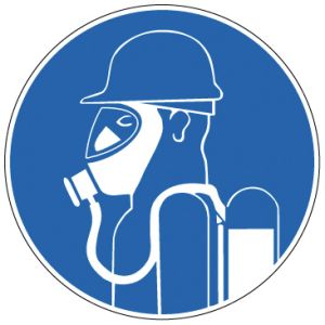 Pictogrammen op rol 'Zware ademhalingsbescherming verplicht' (PIC 266)