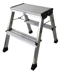 Aluminium dubbel opklaptrapje met wielen, MONTO Rolly 130037