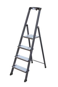 Aluminium huishoudtrap geanodiseerd met 4 treden, MONTO Securo 126429