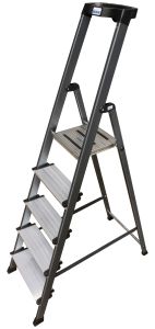 Aluminium huishoudtrap geanodiseerd met 5 treden, MONTO Securo 126436
