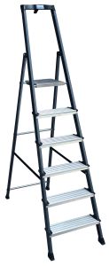 Aluminium huishoudtrap geanodiseerd met 6 treden, MONTO Securo 126443