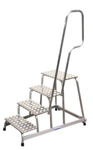 Aluminium montagetrap met wielen 4 treden, STABILO 805096