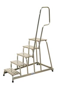 Aluminium montagetrap met wielen 5 treden, STABILO 805102