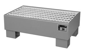 Stalen opvangbak 800x500x290 mm met rooster, grijs