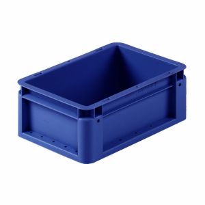 Euro-silver blauwe kunststof bak, 300x200x120mm, dichte grepen (afname 20 stuks)