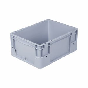 Euro-silver grijze kunststof bak, 400x300x180 mm, dichte grepen (afname 10 stuks)