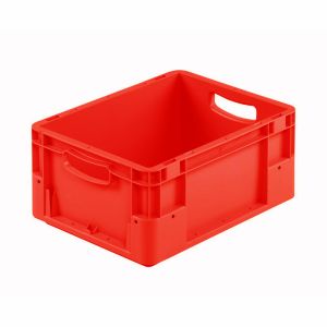 Euro-silver rode kunststof bak, 400x300x180 mm, open grepen (afname 10 stuks)