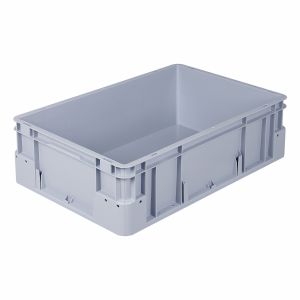 Euro-silver grijze kunststof bak, 600x400x180 mm, dichte grepen