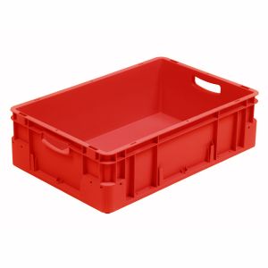 Euro-silver rode kunststof bak, 600x400x180 mm, open grepen (afname 5 stuks)