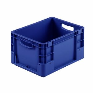 Euro-silver blauwe kunststof bak, 400x300x220 mm, open grepen (afname 10 stuks)