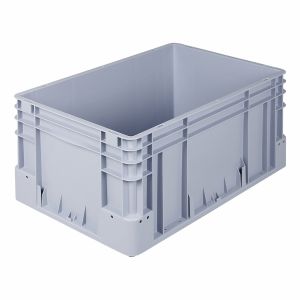 Euro-silver grijze kunststof bak, 600x400x270 mm, dichte grepen (afname 5 stuks)