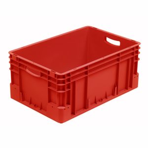 Euro-silver rode kunststof bak, 600x400x270 mm, open grepen (afname 5 stuks)