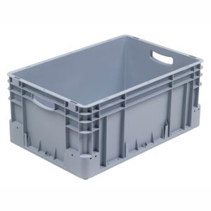 Euro-silver grijze kunststof bak, 600x400x270 mm, open grepen