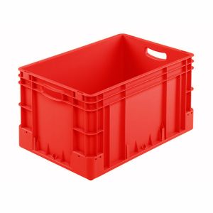 Euro-silver rode kunststof bak, 600x400x320 mm, open grepen