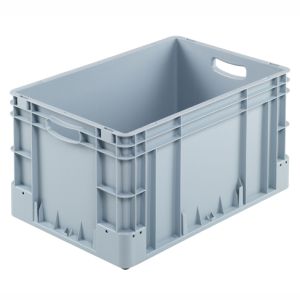 Euro-silver grijze kunststof bak, 600x400x320 mm, open grepen 